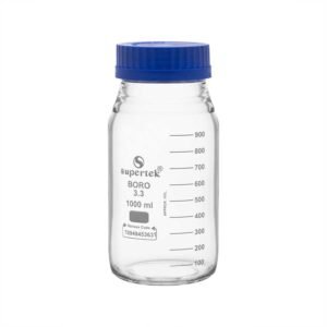 Reagent Bottle Clear, Extra Wide Mouth With Polypropylene  Screw Cap And With Pouring Ring, Repeatedly Autoclaveable, Graduated