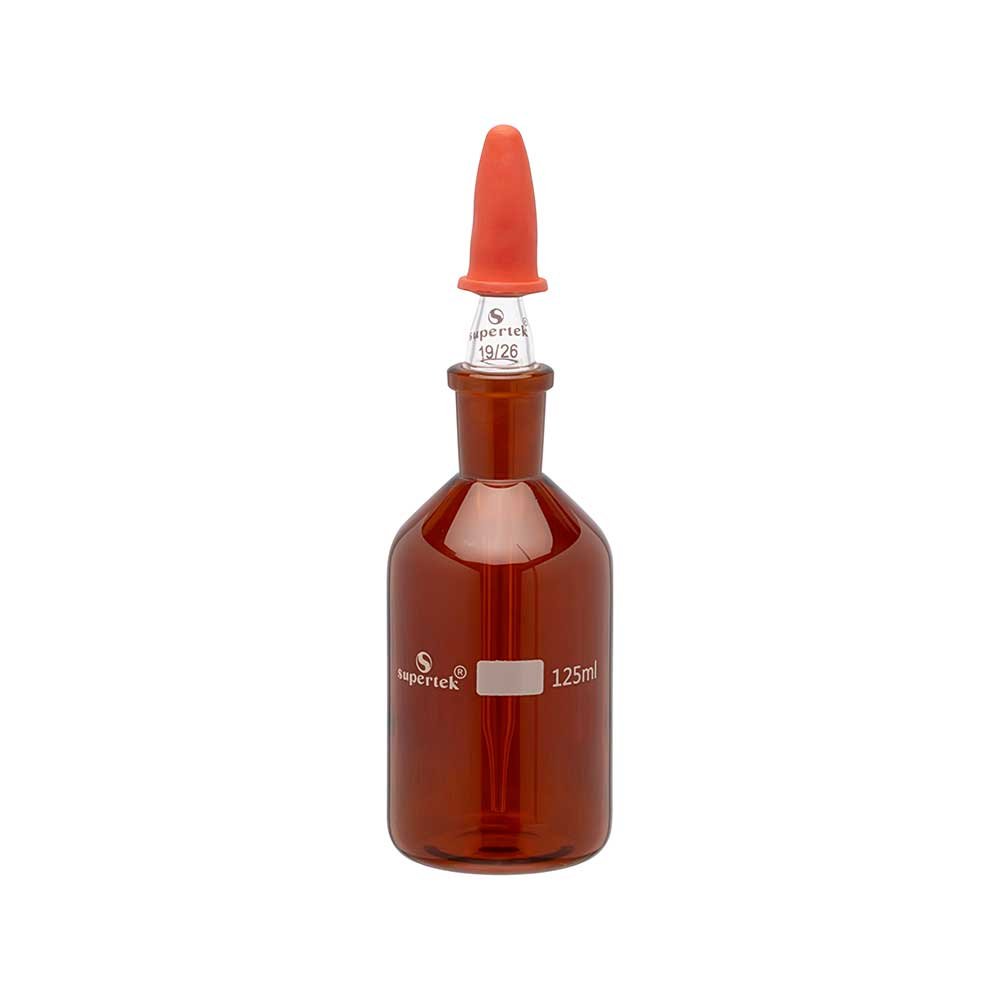 Bottles, Dropping Bottle with Rubber Teat, PP Stopper & Graduated Glass Dropper (Amber)
