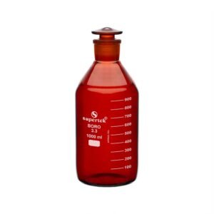 Bottle, Reagent, Heavy Duty, Graduated with Interchangeable Glass Stopper, Narrow Mouth, Amber