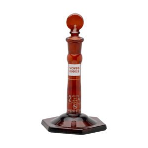 Flask Volumetric, Amber, Micro with Hexagonal Base & Penny Head Glass Stopper ASTM "Class A"