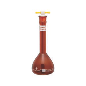 Flask Volumetric, Amber, Wide Mouth Heavy Duty, With PTFE Stopper, ASTM "Class A"