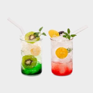 Glass Tumbler (with Graduation) & Glass Straw Set of 2